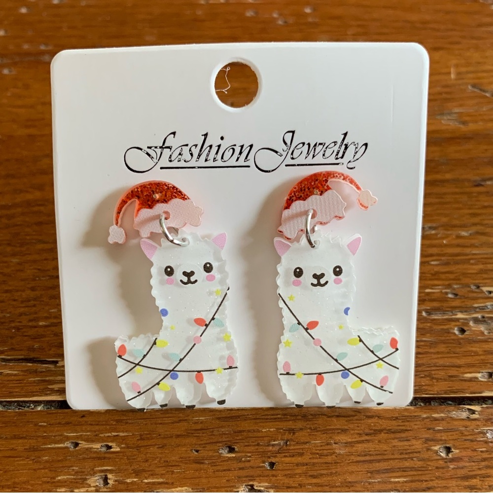 Alpaca in Tangled Christmas Lights Earrings